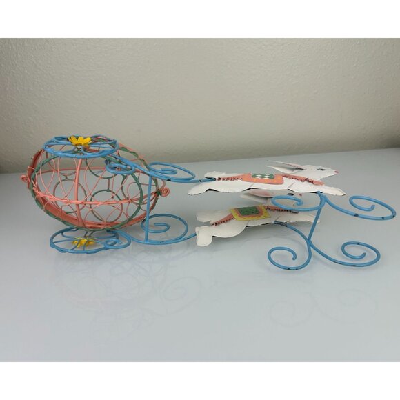 Wire Basket Bunny Carriage Egg Holder Easter Spring Metal Decoration, READ - Picture 16 of 16